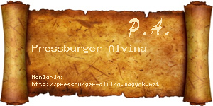 Pressburger Alvina névjegykártya